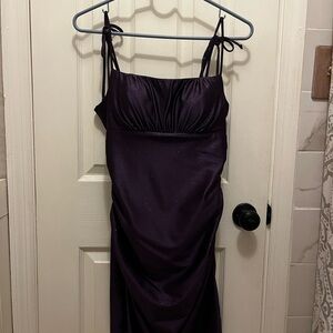 Emerald Sundae Deep Purple Evening Dress with Tie Straps